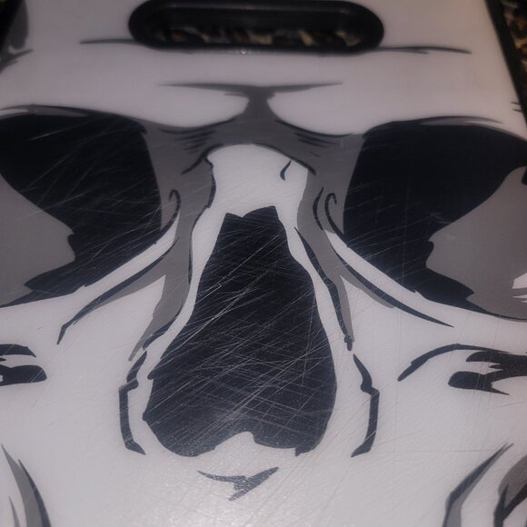 Scary Evil Skull Plastic Cutting Board 9 x 14 Inches Black and White - Picture 4 of 4